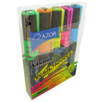 VISION PLUS - Marcador Resaltador Visión Plus Colores Surtidos Estuche C/5 Pzas