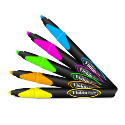 VISION PLUS - Resaltador Azor Vision Junior Punta Cincel 4mm Colores Surtidos C/5 Pzas