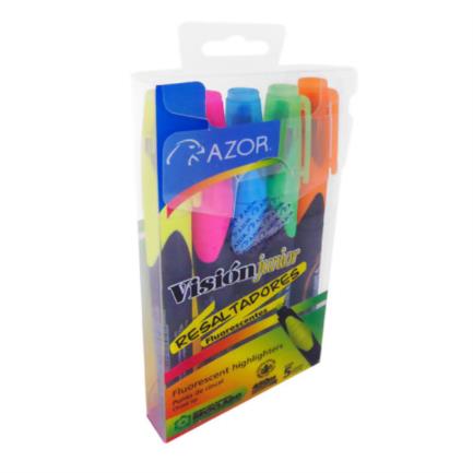 VISION PLUS - Resaltador Azor Vision Junior Punta Cincel 4mm Colores Surtidos C/5 Pzas