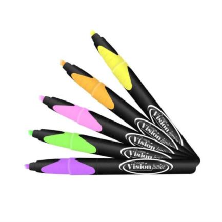 VISION PLUS - Resaltador Azor Visión Junior Punta Cincel 4mm Colores Pastel Surtidos C/5 Pzas