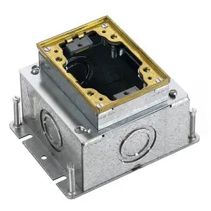 HUBBELL - Caja de Piso Rectangular de Concreto / 1-Gang Single Service / Acero Pregalvanizado Estampado / 2.75" Profundidad Mínima / Ajuste Pre-Post Vaciado / 37.3 in³ Volumen Cámara