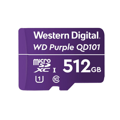 WESTERN DIGITAL - Memoria Micro SD Western Digital Purple WDD512G1P0C512 GB Micro SC QD101- 1UHS Clase 10 para videovigilancia.