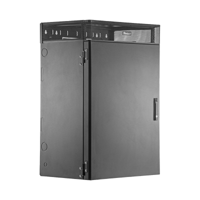 PANDUIT - Gabinete de Montaje en Pared TrueEdge™, Con 9 UR para Equipo Activo y 9 UR para Paneles de Parcheo, Fabricado en Acero, Color Negro