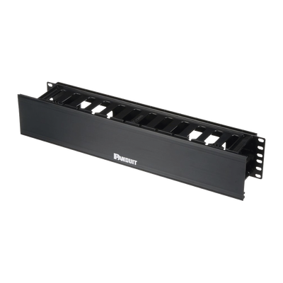 PANDUIT - Organizador de Cables Horizontal PatchLink, Sencillo (Solo Frontal), Con Tapa Extendida, Para Rack de 19in, 2UR
