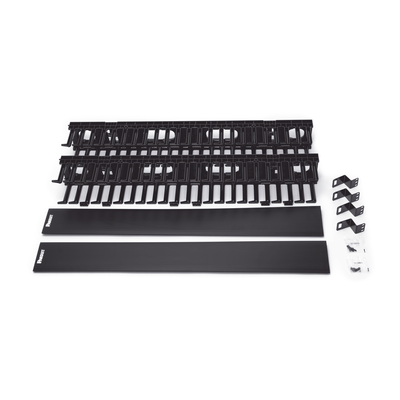 PANDUIT - Organizador Vertical NetRunner, Doble (Frontal y Posterior), Para Rack Abierto de 45 Unidades, 4.9in de Ancho, Color Negro
