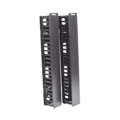 PANDUIT - Organizador Vertical NetRunner, Doble (Frontal y Posterior), Para Rack Abierto de 45 Unidades, 4.9in de Ancho, Color Negro