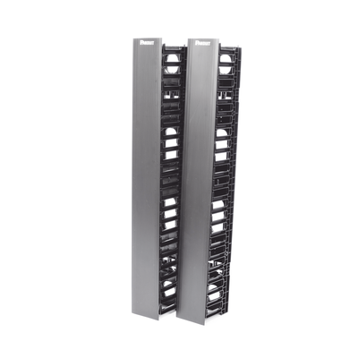 PANDUIT - Organizador Vertical NetRunner, Doble (Frontal y Posterior), Para Rack Abierto de 45 Unidades, 4.9in de Ancho, Color Negro