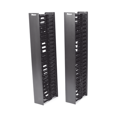 PANDUIT - Organizador Vertical NetRunner, Sencillo (Solo Frontal), Para Rack Abierto de 45 Unidades, 4.9in de Ancho, Color Negro