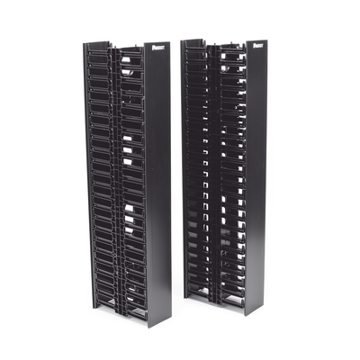 PANDUIT - Organizador Vertical NetRunner, Sencillo (Solo Frontal), Para Rack Abierto de 45 Unidades, 4.9in de Ancho, Color Negro