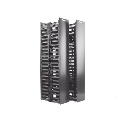 PANDUIT - Organizador Vertical NetRunner, Doble (Frontal y Posterior), para Rack Abierto de 45 Unidades, 6.7in de Ancho, Color Negro