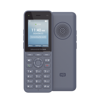 GRANDSTREAM - Teléfono IP inalámbrico Wi-Fi, Portátil, 3 cuentas SIP, 3 líneas, Voz HD, Bluetooth integrado, Puerto USB tipo C