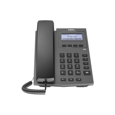 FANVIL - Teléfono IP empresarial para 2 lineas SIP con pantalla LCD 128 x 48 Px y conferencia de 3 vías, PoE