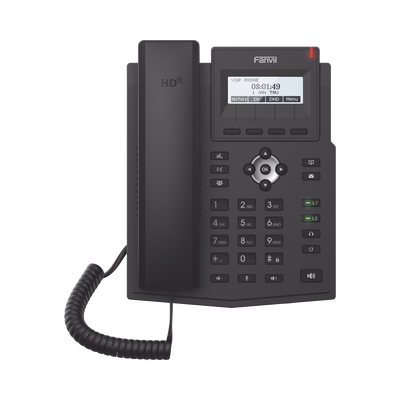 FANVIL - Teléfono IP empresarial para 2 lineas SIP con pantalla LCD, Códec Opus, conferencia de 3 vías, PoE.