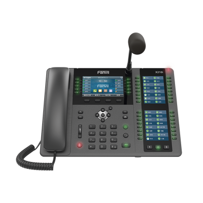 FANVIL - Teléfono empresarial IP hasta 20 lineas SIP, micrófono exterior, 106 botones DSS, Bluetooth integrado para diademas, puertos Gigabit, soporta recepción video, PoE