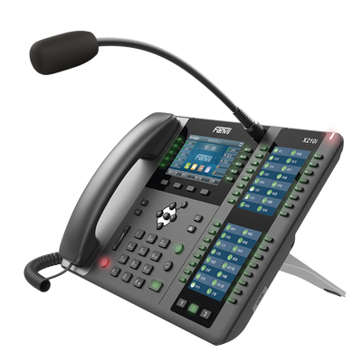 FANVIL - Teléfono empresarial IP hasta 20 lineas SIP, micrófono exterior, 106 botones DSS, Bluetooth integrado para diademas, puertos Gigabit, soporta recepción video, PoE