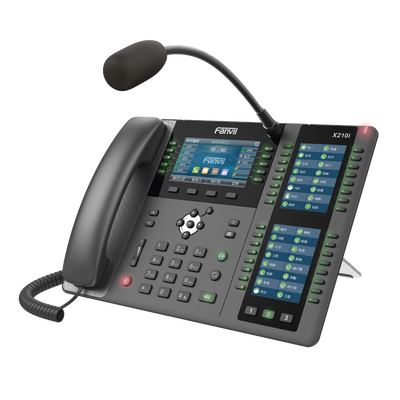 FANVIL - Teléfono empresarial IP hasta 20 lineas SIP, micrófono exterior, 106 botones DSS, Bluetooth integrado para diademas, puertos Gigabit, soporta recepción video, PoE