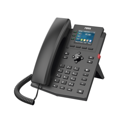 FANVIL - Teléfono IP empresarial para 4 líneas SIP con pantalla LCD de 2.4 pulgadas a color, Opus y conferencia de 3 vías, PoE.