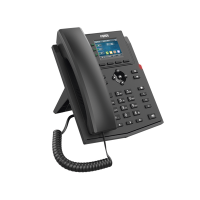 FANVIL - Teléfono IP empresarial para 4 líneas SIP con pantalla LCD de 2.4 pulgadas a color, Opus y conferencia de 3 vías, PoE.