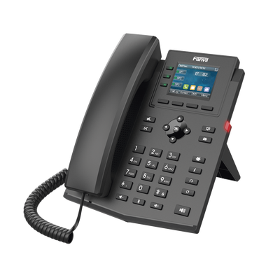 FANVIL - Teléfono IP Wi-Fi empresarial para 4 líneas SIP con pantalla LCD de 2.4 pulgadas a color, Opus y conferencia de 3 vías, PoE.