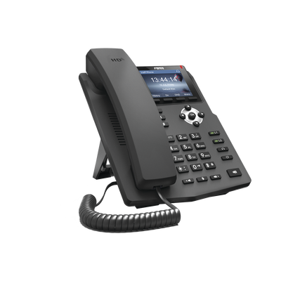 FANVIL - Teléfono IP empresarial para 2 lineas SIP con pantalla LCD de 2.8 pulgadas a color, puertos Gigabit y conferencia de 3 vías, PoE