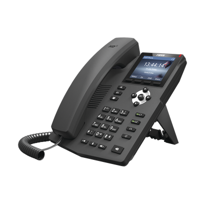 FANVIL - Teléfono IP empresarial para 2 lineas SIP con pantalla LCD de 2.8 pulgadas a color, puertos Gigabit y conferencia de 3 vías, PoE