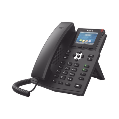 FANVIL - Teléfono IP empresarial para 4 líneas SIP con pantalla LCD de 2.8 pulgadas a color, puertos Gigabit, IPv6, Opus y conferencia de 3 vías, PoE