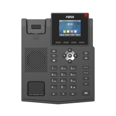 FANVIL - Teléfono IP empresarial para 4 líneas SIP con pantalla LCD de 2.4 pulgadas a color, Opus y conferencia de 6 participantes, PoE.