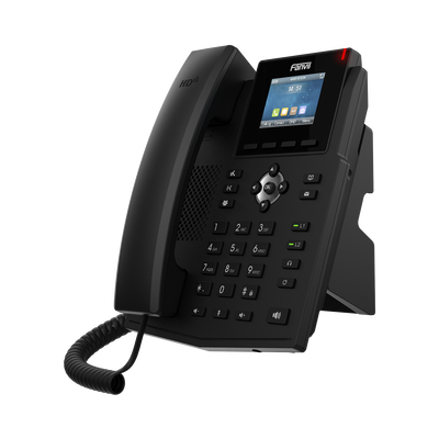 FANVIL - Teléfono IP empresarial para 4 líneas SIP con pantalla LCD de 2.4 pulgadas a color, Opus y conferencia de 6 participantes, PoE.