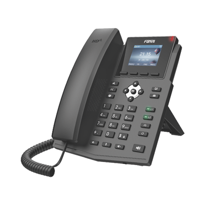 FANVIL - Teléfono IP empresarial para 4 líneas SIP con pantalla LCD de 2.4 pulgadas a color, Opus y conferencia de 3 vías, PoE.
