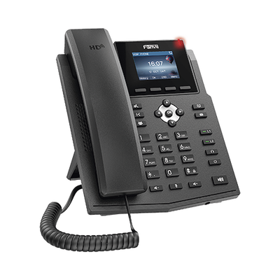 FANVIL - Teléfono IP empresarial para 4 líneas SIP con pantalla LCD de 2.4 pulgadas a color, Opus y conferencia de 3 vías, PoE.
