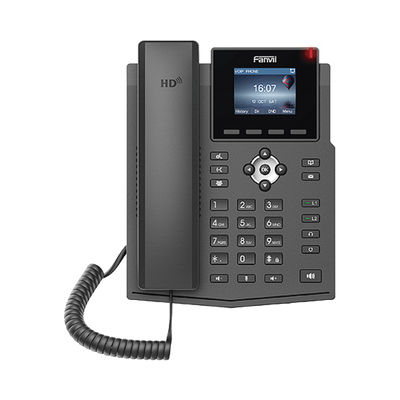 FANVIL - Teléfono IP empresarial para 4 líneas SIP con pantalla LCD de 2.4 pulgadas a color, Opus y conferencia de 3 vías, PoE.