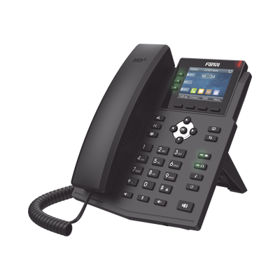 FANVIL - Teléfono IP Empresarial con Estándares Europeos, 6 lineas SIP con pantalla LCD a color, puertos Gigabit, IPv6, Opus y conferencia de 3 vías, PoE/DC