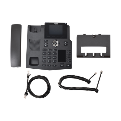 FANVIL - Teléfono IP empresarial para 4 líneas SIP con 2 pantallas LCD, 6 teclas BLF/DSS, conferencia de 3 vías, PoE
