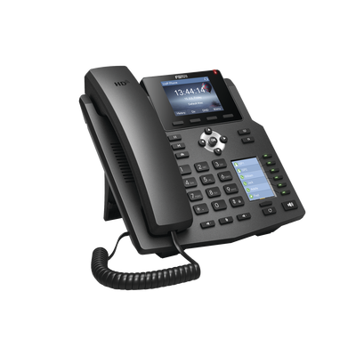 FANVIL - Teléfono IP empresarial para 4 líneas SIP con 2 pantallas LCD, 6 teclas BLF/DSS, conferencia de 3 vías, PoE