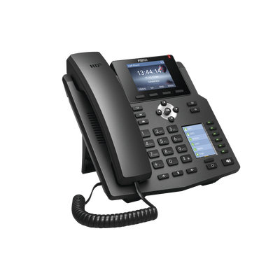 FANVIL - Teléfono IP empresarial para 4 Líneas SIP con 2 pantallas LCD, 6 teclas BLF/DSS, puertos Gigabit y conferencia de 3 vías, PoE