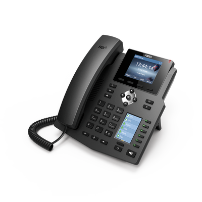 FANVIL - Teléfono IP empresarial para 4 Líneas SIP con 2 pantallas LCD, 6 teclas BLF/DSS, puertos Gigabit y conferencia de 3 vías, PoE