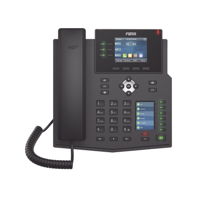FANVIL - Teléfono IP Empresarial con Estándares Europeos, 12 lineas SIP con pantalla a color, 30 teclas DSS/BLF, puertos Gigabit, IPv6, Opus , PoE/DC
