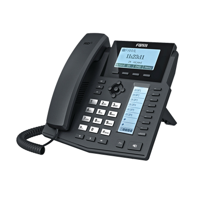 FANVIL - Teléfono IP Empresarial Para 6 Líneas SIP con Voz HD con 2 Pantallas LCD, 8 teclas BLF y Conferencia de 3 vías con Soporte Para PoE