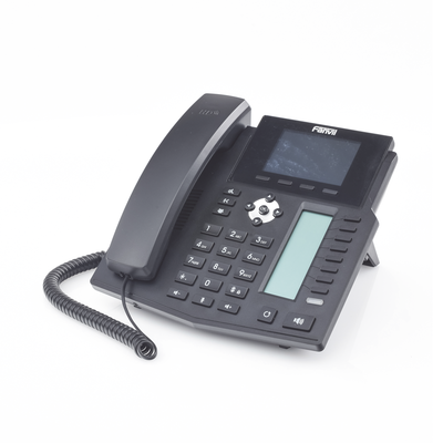 FANVIL - Teléfono IP empresarial para 16 lineas SIP con 2 pantallas LCD a Color, 8 teclas BLF/DSS y conferencia de 3 vías, PoE