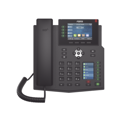 FANVIL - Teléfono IP Empresarial con Estándares Europeos, 16 líneas SIP con pantalla LCD a color 3.5", 30 teclas DSS/BLF, puertos Gigabit, IPv6, Opus y conferencia de 3 vías, PoE/DC