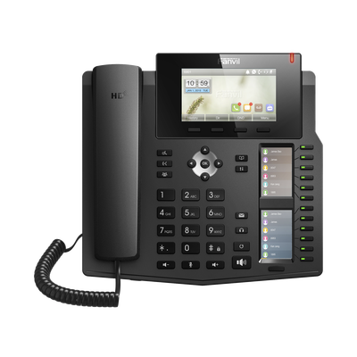 FANVIL - Teléfono IP empresarial para 20 líneas SIP, Voz HD, 3 Pantallas LCD a Color, 12 teclas BLF, PoE