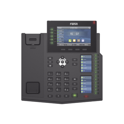 FANVIL - Teléfono IP Empresarial con Estándares Europeos, 20 lineas SIP con pantalla LCD a color, 60 teclas DSS/BLF, puertos Gigabit, IPv6, Opus , PoE/DC