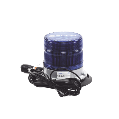 ECCO - Baliza led pulso, 12-24vdc, 11 patrones de flash, montaje de imán de vacío, azul