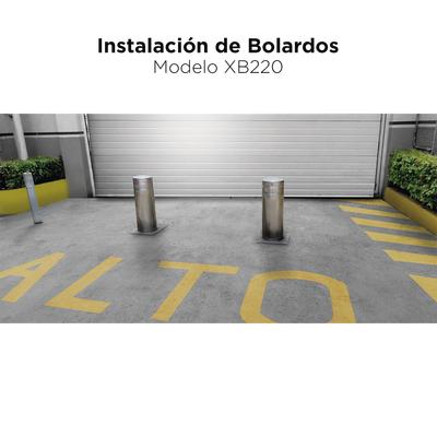 ACCESSPRO - Bolardo neumático de acero inoxidable / 220 mm de diámetro / 750 mm de altura / acabado elegante con iluminacion led color rojo