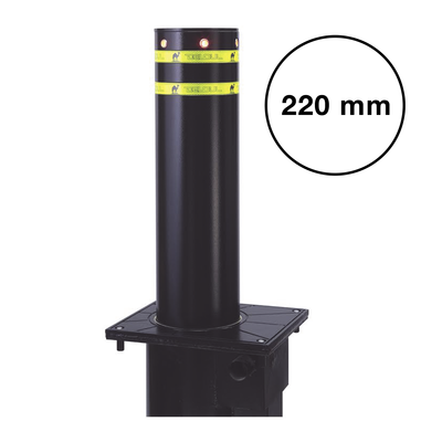 ACCESSPRO - Bolardo neumático, alta velocidad, 100% acero + pintura negra exterior, 220 mm diametro
