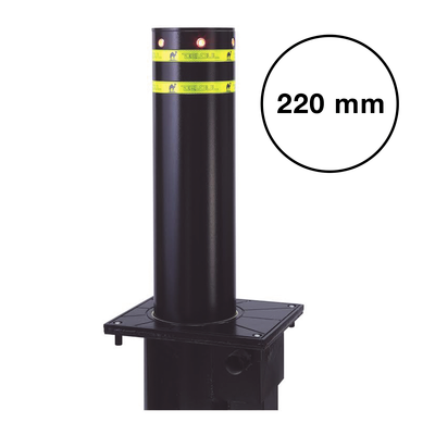 ACCESSPRO - Bolardo neumático, alta velocidad, 100% acero + pintura negra exterior, 220 mm diametro