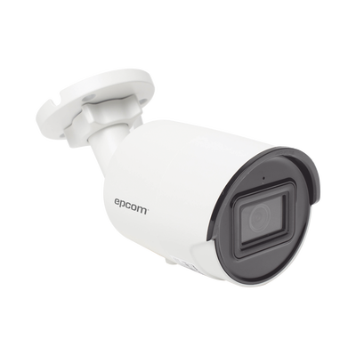 EPCOM - Bala IP 4 Megapixel / Lente 2.8 mm / 40 mts IR EXIR / IP67 / WDR 120 dB / PoE / Micrófono Integrado / ACUSENSE (Filtro de Falsas Alarmas) / Ultra Baja Iluminación