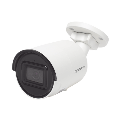 EPCOM - Bala IP 4 Megapixel / Lente 2.8 mm / 40 mts IR EXIR / IP67 / WDR 120 dB / PoE / Micrófono Integrado / ACUSENSE (Filtro de Falsas Alarmas) / Ultra Baja Iluminación