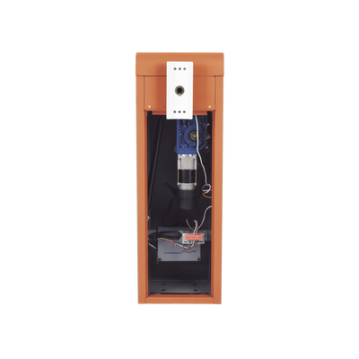 ACCESSPRO - Barrera vehicular izquierda / Soporta brazo de hasta 5.5 m / Final de carrera ajustable por programación / Movimiento fluido / Diseño elegante color naranja