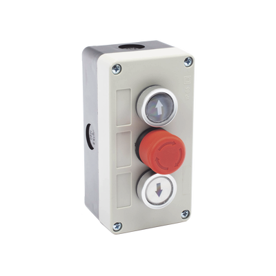 ACCESSPRO - Botonera Triple con Boton de Stop Tipo Enclavado / Para Barreras Vehiculares, Operadores Corredizos y Abatibles.
